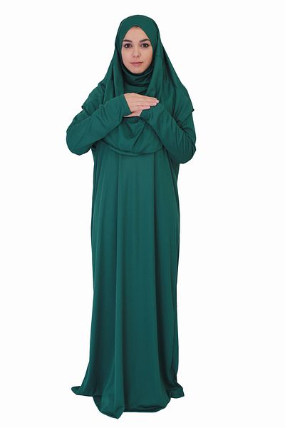 ZEHRANAZ NAMAZ ELBİSESİ Kaaba Green Non-Zipper Prayer Dress