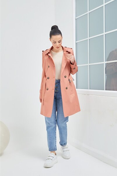 Wazze Çubuk Düğme Kapamalı Trençkot