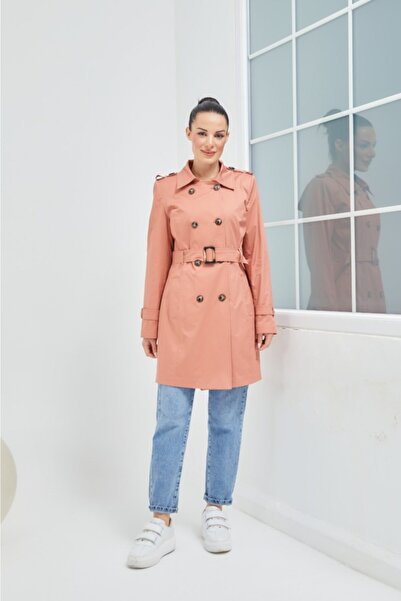 Wazze Çubuk Düğme Kapamalı Trençkot