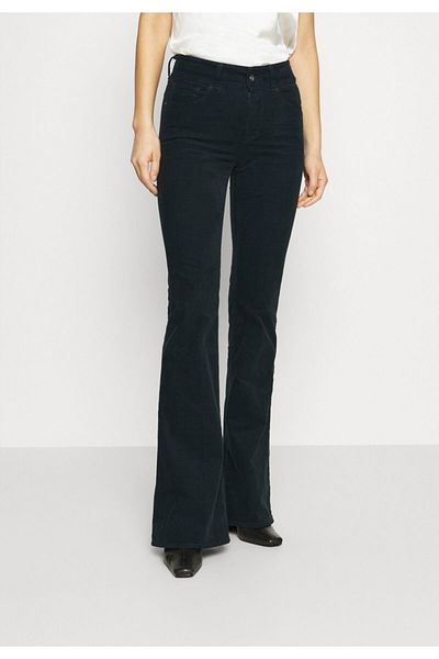 LİMABEL Jet Black Flared Denim Jeans High Waist Colorfast Black Spanish Jeans (Lycra)