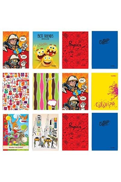 Çınar Yayınları 40 Yaprak A5 Küçük Boy Kareli Defter Karton Kapak 12 Adet T.d