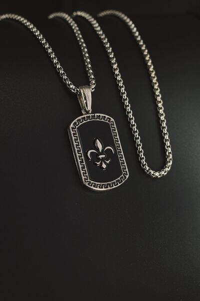 Dukkanka Zambak Lotus Künye Çift Renk Mineli Erkek Örme Zincirli Kolye