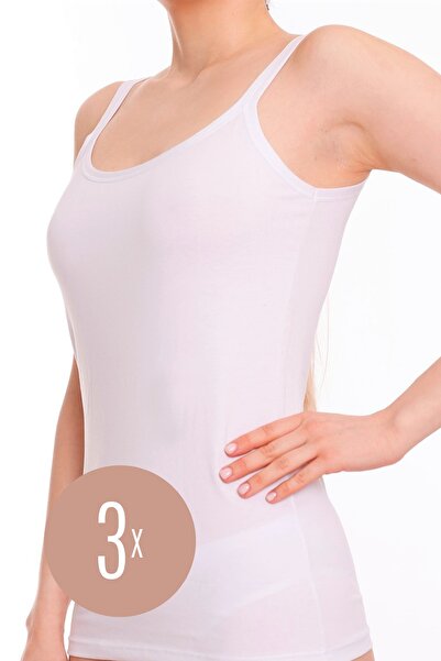 Ay&Min Women's White 3 Pack Cotton Strappy Tank Top 5750