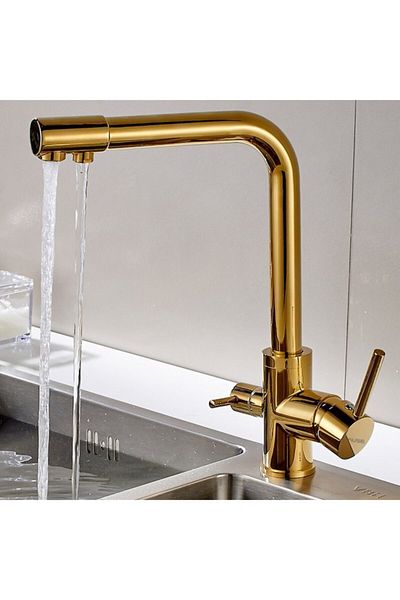 Fause Sink Faucet with Purification Outlet Gold Gold Kar102-g