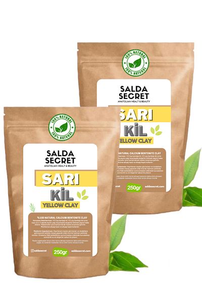 Salda Secret Yellow Clay Natural Face Mask 250 Gr X 2 Powder - Clay Mask - Indian Healing Clay
