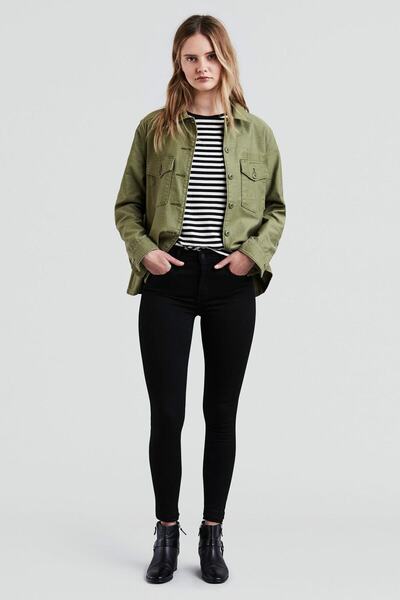 Ramrod Γυναικείο μαύρο τζιν παντελόνι ψηλόμεσο στενό πόδι Skinny Fit Flexible...