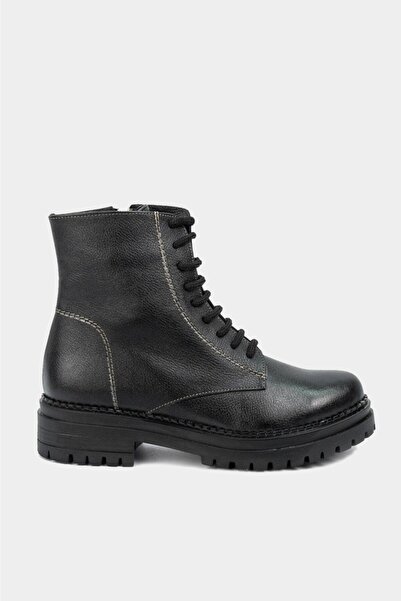 TUNAELLİ Kadın Siyah Hakiki Deri 36-41 Numara Bot & Bootie
