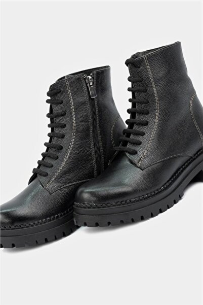 TUNAELLİ Kadın Siyah Hakiki Deri 36-41 Numara Bot & Bootie