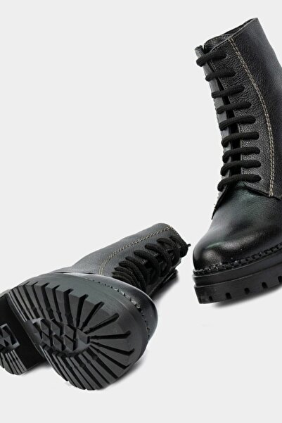TUNAELLİ Kadın Siyah Hakiki Deri 36-41 Numara Bot & Bootie