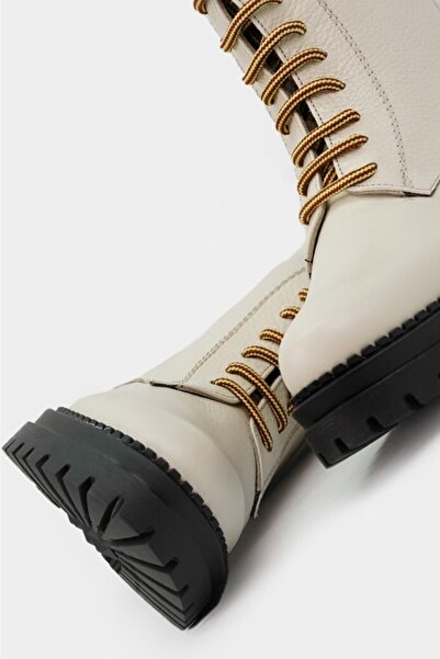 TUNAELLİ Kadın Bej Hakiki Deri 36-41 Numara Bot & Bootie