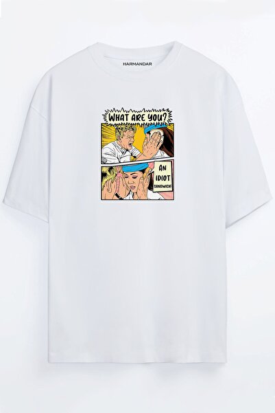 Harmandar جوردون رامزي: تي شيرت أبيض كبير الحجم مطبوع عليه ساندويتش أحمق للجنسين