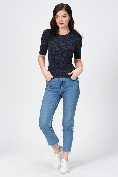 PUNKY CAT Γυναικείο μπλουζάκι Navy Blue με μισό μανίκι Camisole