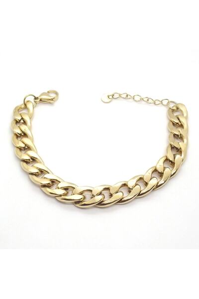 X-Lady Accessories Altın Renk Çelik Kalın Gemici Zincir Cadena Bileklik 665