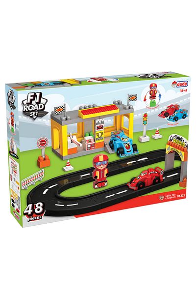 FEN TOYS مجموعة طريق سباق الفورمولا 1 مكونة من 48 قطعة ليغو