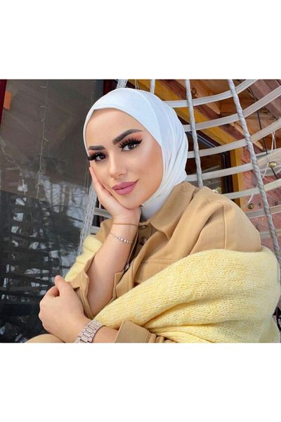 Nilbutik Women's Hijab Black Snap Neck Collar Hijab Bonnet Model Scarf Shawl