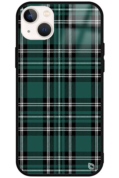 WANNA PROTECT Iphone 13 Premium Ekose Kumaş Desenli Glossy Telefon Kılıfı