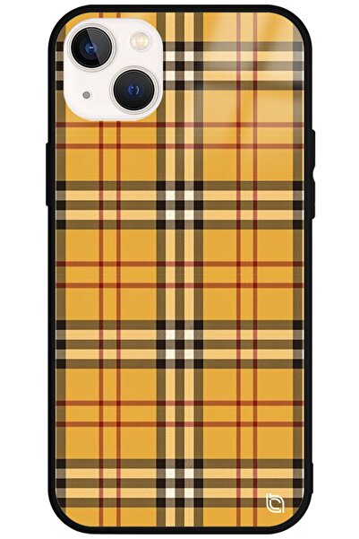 WANNA PROTECT Iphone 13 Premium Ekose Kumaş Desenli Glossy Telefon Kılıfı