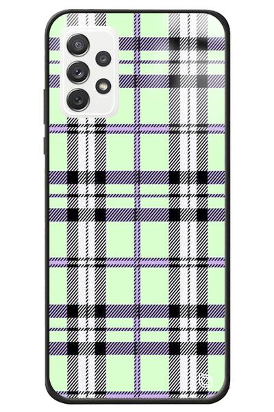 WANNA PROTECT Case for Samsung A72 Plaid Fabric Premium Pattern Glossy