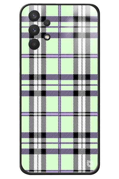 WANNA PROTECT Samsung A32 Plaid Fabric Premium Patterned Glossy Phone Case