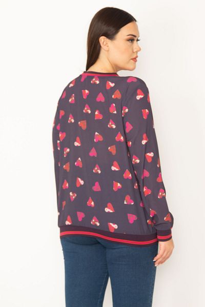 Şans Tekstil Women's Colorful Heart Pattern Ribbed Blouse 26a31209