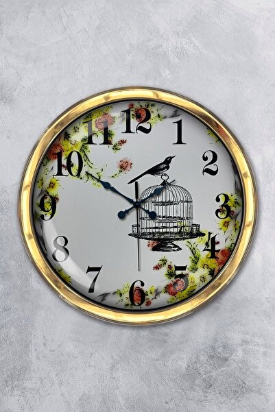 Platin Saat هدية ساعة حائط على شكل قفص طائر معدني ذهبي مقاس 40 سم