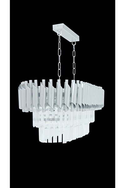 MATMAZEL AKSESUAR Avizade Roza Gümüş 75x35 Cm Lik Kristal Taşlı Lüks Avize