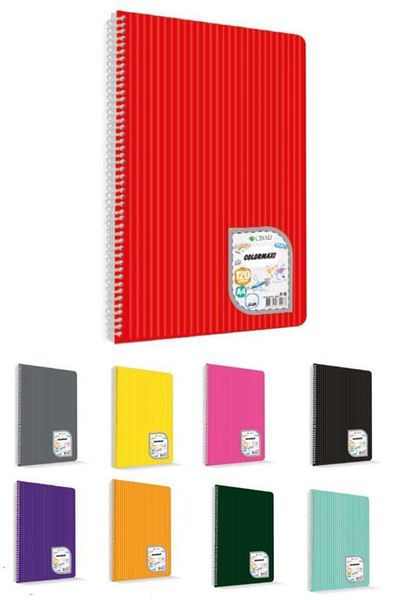 Uninote Uni Note A4 Colormaxi Caiet cu spirală Copertă din plastic în carouri 60 coli 60/4 73014 (Pachet de 6)