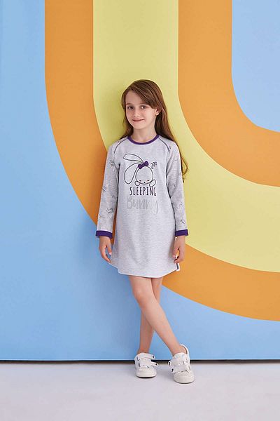 ROLY POLY Sleeping Bunny Girl's Nightdress Ανοιχτό Γκρι