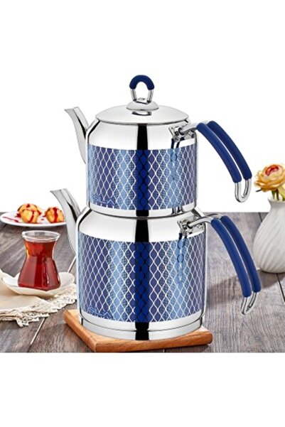 SILA Mavi Sedef Dekorlu Çaydanlık No 1