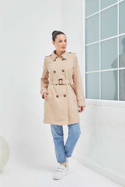 Wazze Bar Button Closure Trench Coat
