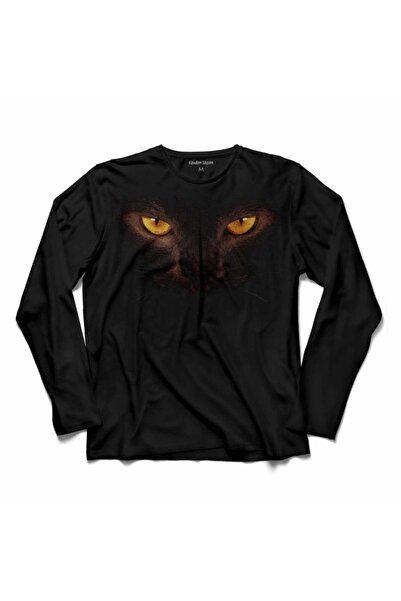 Kendim Seçtim Tricou cu mânecă lungă Black Cat Eye Cat Eye