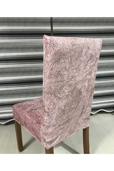 SELAY HOME Κάλυμμα καρέκλας Lycra 6 τεμαχίων Silk Velvet Vein Pattern Ανοιχτό ροζ