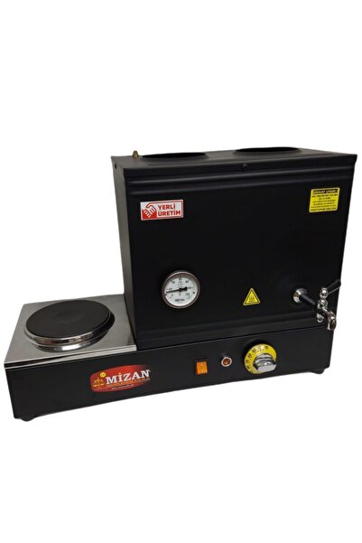 Mizan Çift Demlik 30 Lt. Pleytli Çay Kazanı - Elektrikli Siyah Kahveci Ocağı