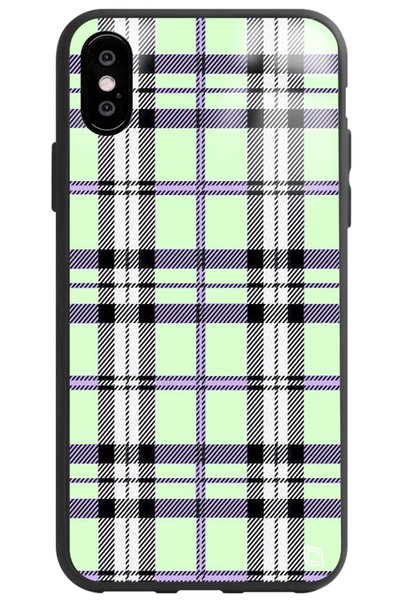 WANNA PROTECT iPhone XS Compatible Plaid Fabric Premium Patterned Glossy Phon...