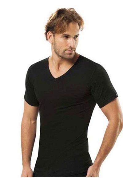 Jiber Men's 6-Piece Black V-Neck Half Sleeve Undershirt Athlete 112