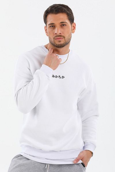 Cata Trend Ahmet Beyaz Unisex Oversize Fish Printed Sweatshirt