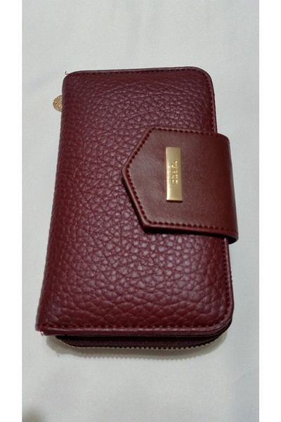 MERİÇ TASARIM Women's Wallet Claret Red Washed Leather