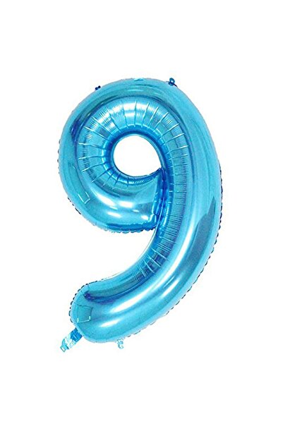PARTİSERÜVENİ بالون فويل أزرق اللون 9 أرقام 40 بوصة (100 سم)