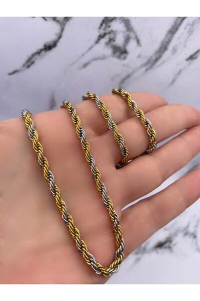 GOYA ACCESORIES Twist Model Silver Gold Chain Necklace