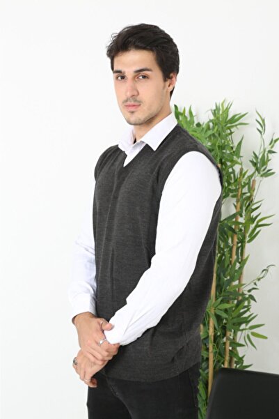 Nacar Erkek Antrasit V Yaka Süveter Yelek