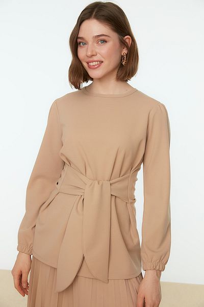 Trendyol Modest Kőből elöl kötött szoknya hajtogatott szőtt tunika-szoknya készlet TCTSS22US0076