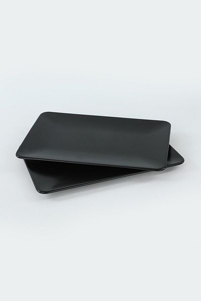 Keramika Matte Black Boat Plate 33X21 cm 2 Pieces
