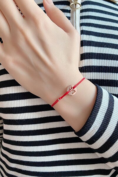 alberaccessories 925 Ayar Gümüş Sevimli Rose Gold Kaplama Tasarım Pati Kırmız...