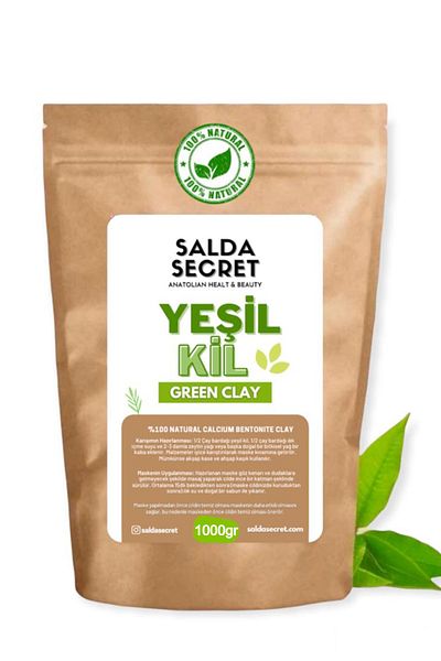 Salda Secret Green Clay Natural Face Mask 1000 Gr Powder - Clay Mask - Indian Healing Clay