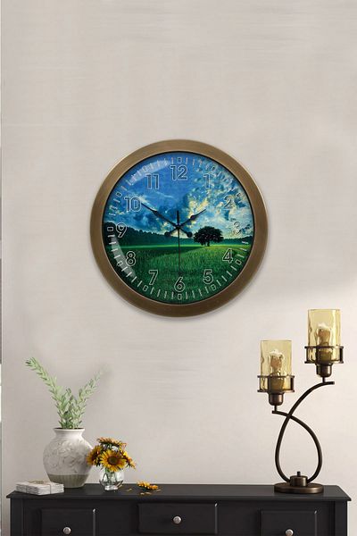 Kasva Concept 36 cm Tumbled Metal Natural Life Wall Clock