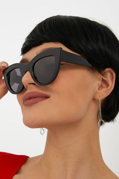 ModaLand Thick Framed Design Cat Eye Black Women's Sunglasses