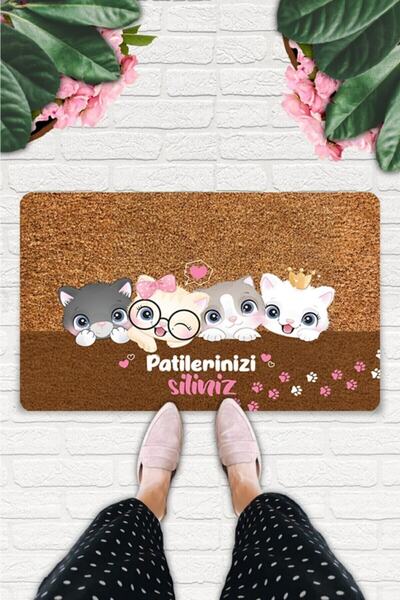 Uygur Home Yavru Kedicikler Temalı Coco Görünümlü Dekoratif Kapı Önü Ve Iç Mekan Paspası