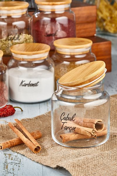 FBZhome 12 Pieces Luxury 500 ml Labeled Glass Jar with Lid Storage Container Spice Jar Set