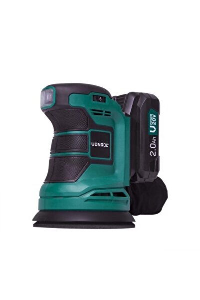 VONROC Eksantrik Zımpara – Vpower 20v - Dahil. 2.0ah Akü  Şarj Cihazı - Ø125mm