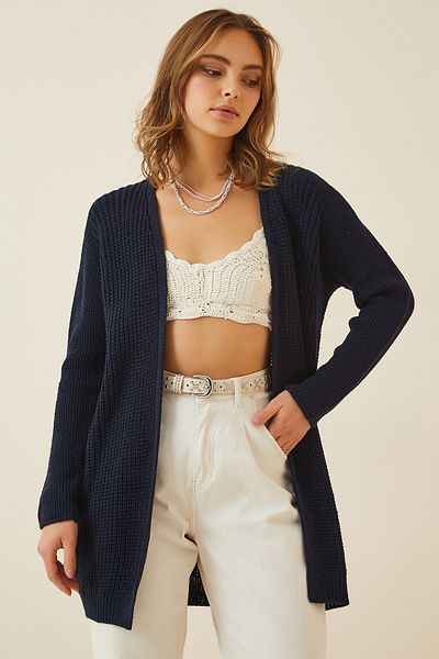 Happiness İstanbul Női sötétkék Thessaloniki Knit Basic kötöttáru kardigán YG00095